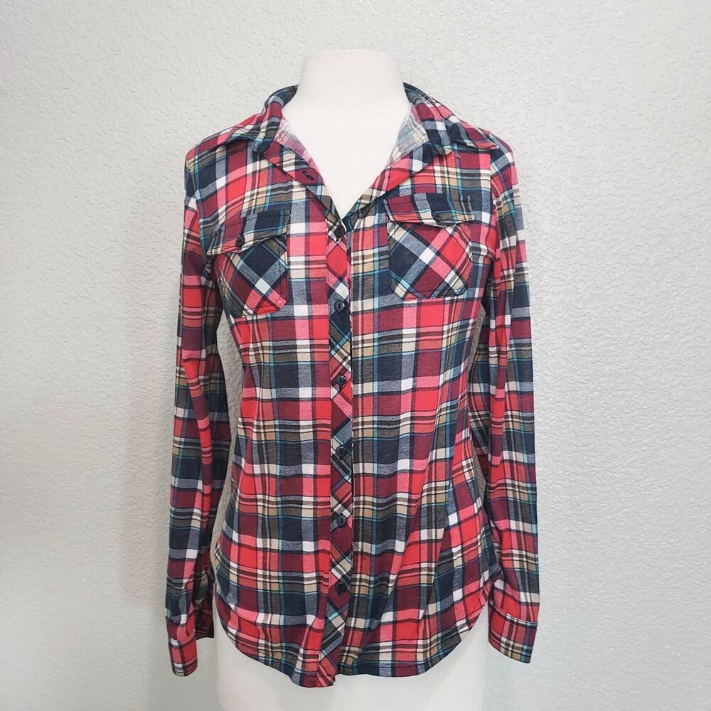 Urban Girl Red Plaid Button Down Size M
